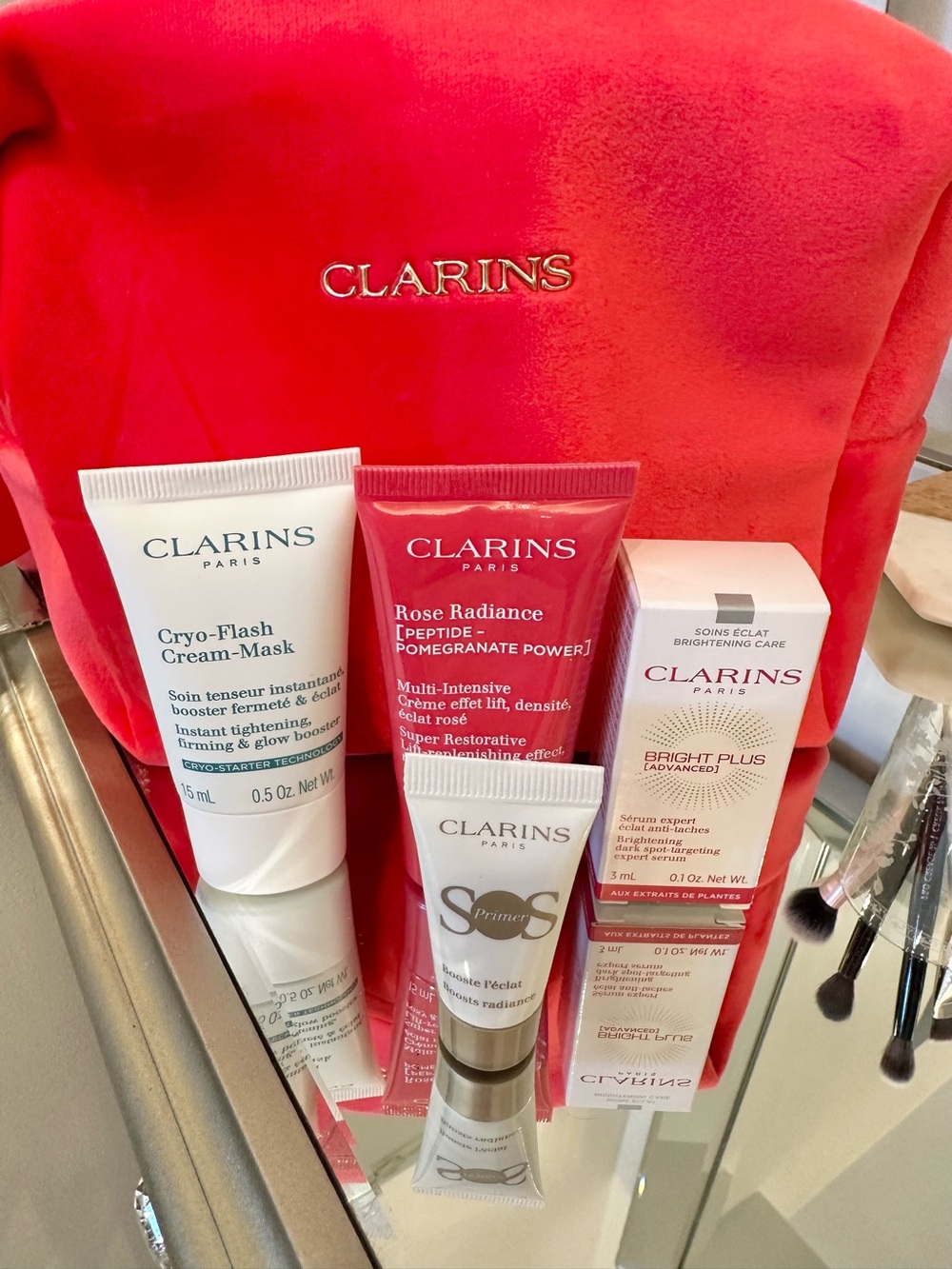 New Clarins Cosmetic Bag & Minis